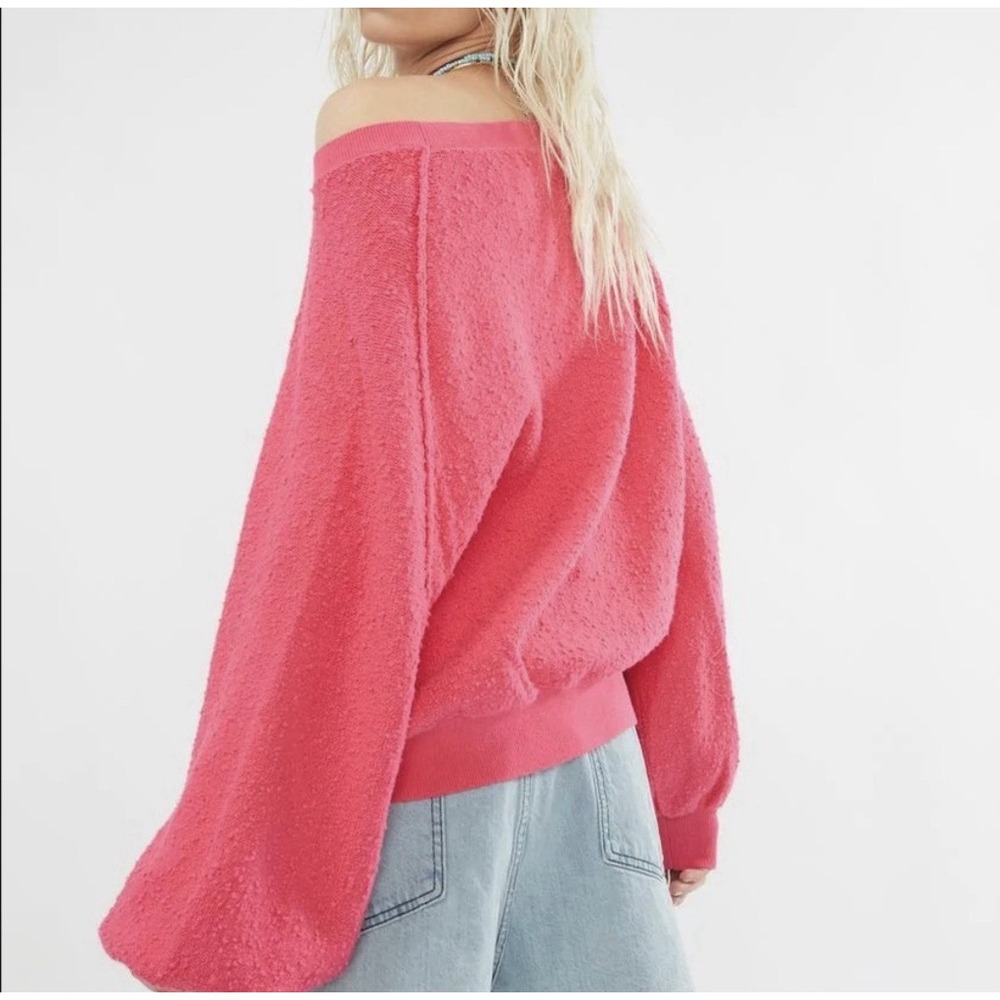FREE PEOPLE Found My Friend Sweater Boucle Knit Rock Candy Pink Women's S Barbie - Picture 2 of 8